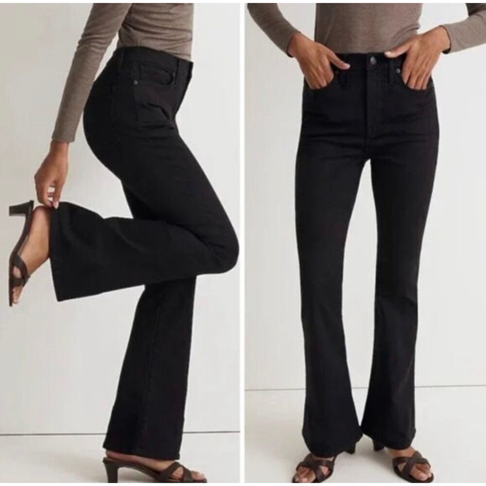 Madewell Skinny Flare Jeans Black Frost Wash High Rise Size 27 Stretch Gray